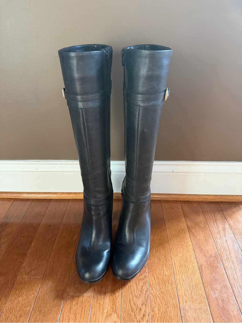 Naturalizer Black Knee High Boots with Buckle Accent